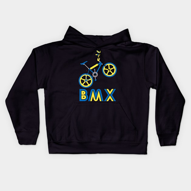 Blue & Yellow BMX Burner Kids Hoodie by Paulychilds